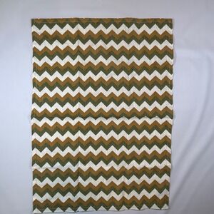 Nicole Miller Chevron Kitchen Dining Place Mat Green Gold White Zigzag Cotton